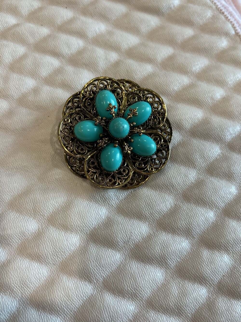Vintage Filigree Flower Brooch